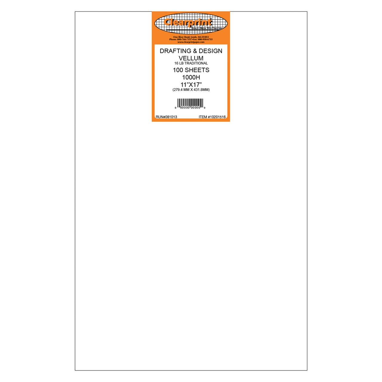 Clearprint 1000H Design Vellum Sheets, 16 lb., 100% Cotton, Pack